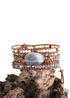 Boho Bracelet, RH 5 Layers Leather Wrap Bracelet, Natural Stones, Crystal Silver
